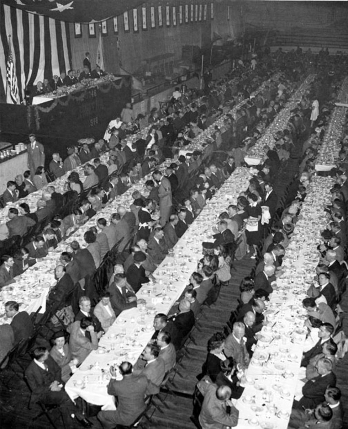 Princetonians have been gathering for Alumni Day since 1915. This photo from Feb. 22, 1947, shows lunch at Baker Rink. 