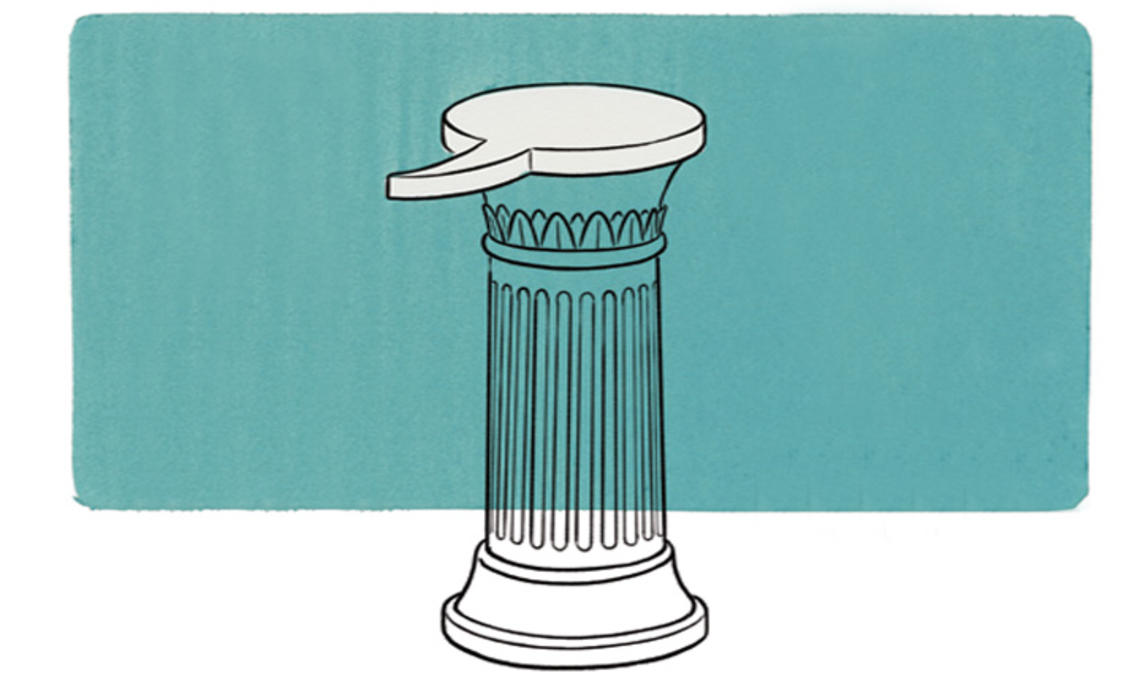 Illustration of a column with a thought bubble above it