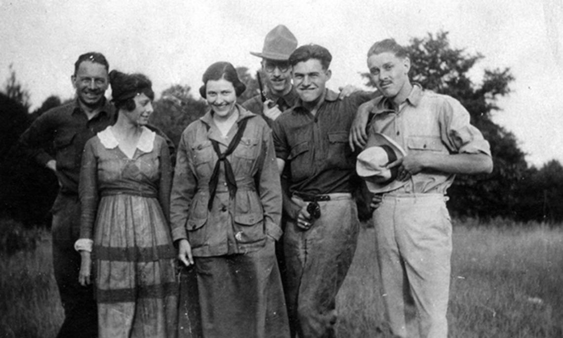 Ernest_Hemingway_with_sister_Marcelline_and_friends,_1920. WDH with hat & gun.jpg Ernest_Hemingway_with_sister_Marcelline_and_friends,_1920. WDH with hat & gun.jpg