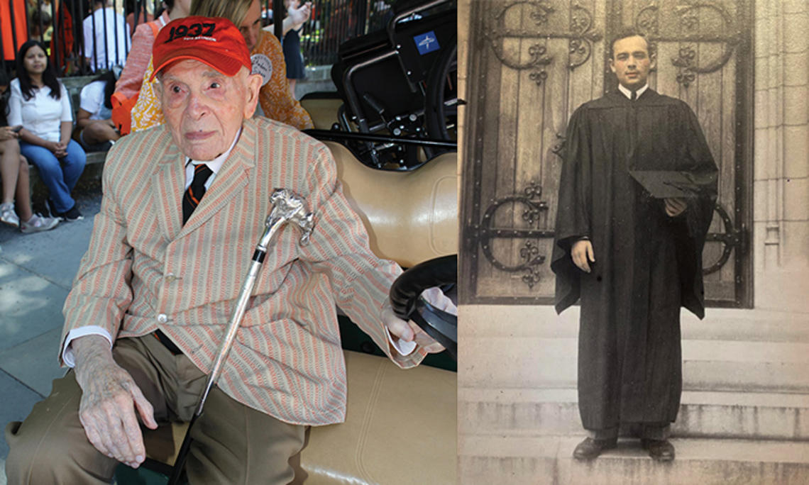 Dr. Joe Schein ’37 in 1937 and now.