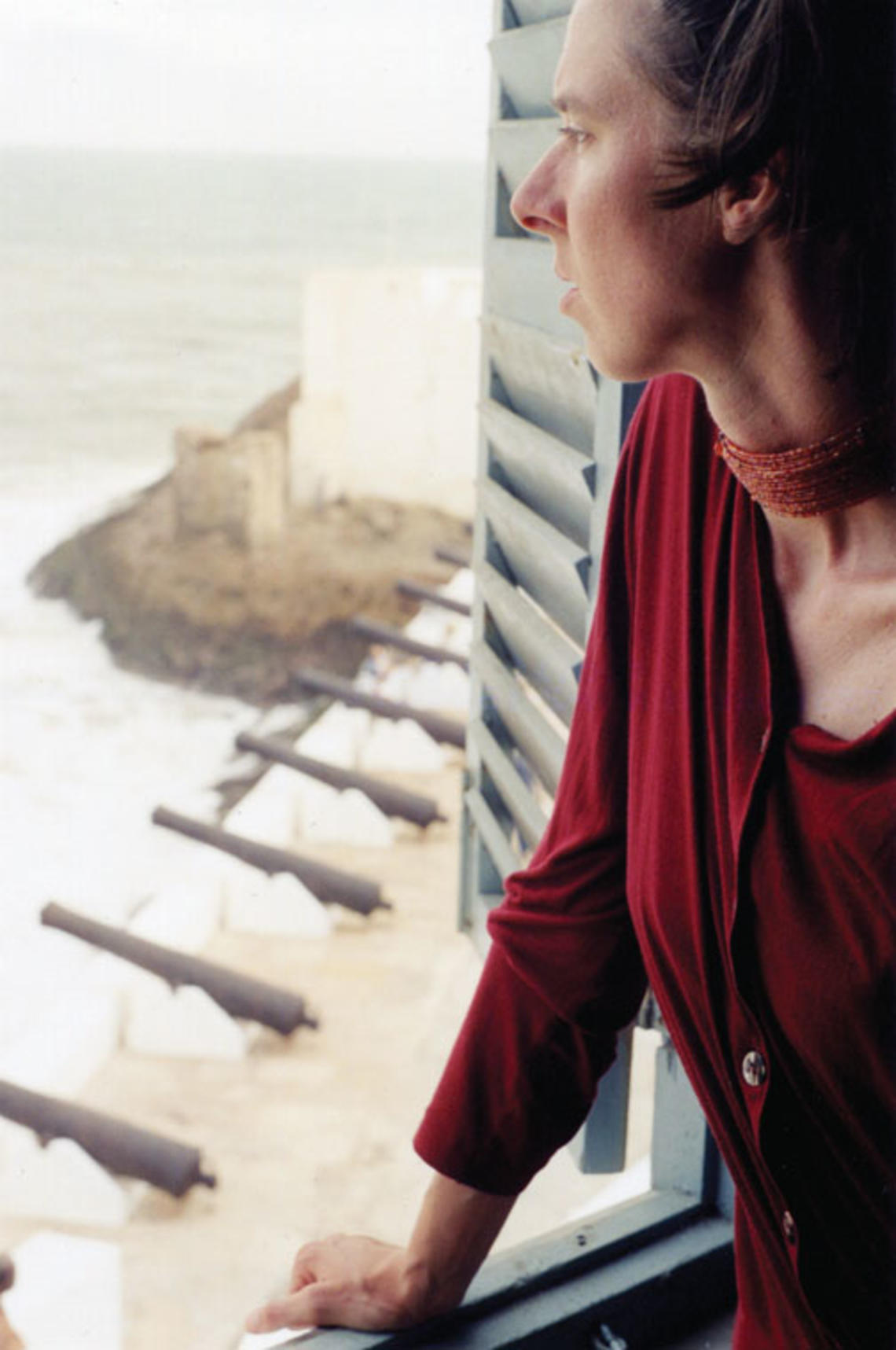 Katrina Browne ’89 at Cape Coast Castle, Ghana, in a room where slave-ship captains, including her ancestors, negotiated to purchase Africans.