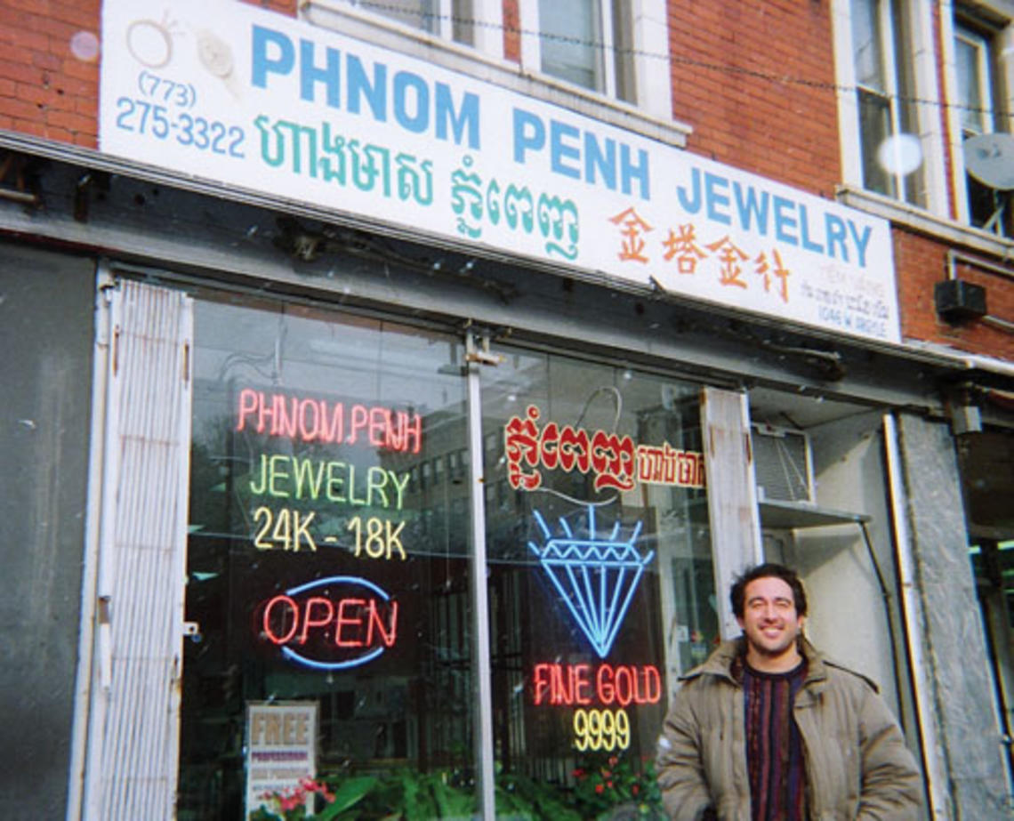 Jacob Gold ’06, above, and James O’Toole ’08, at right below, wrote more than 100 sketches for the Cambodian comedy show “Upside Down.”