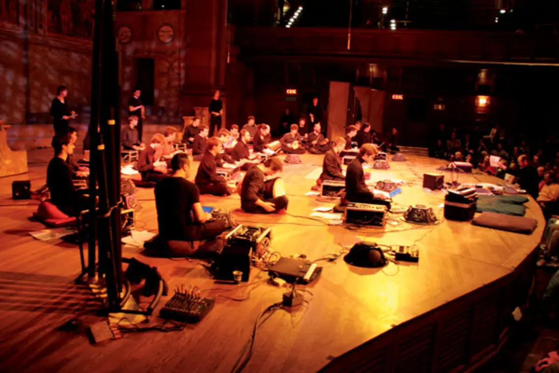 The Princeton Laptop Orchestra, shown performing last winter in Alexander Hall’s Richardson Auditorium, made its Carnegie Hall debut April 25. 