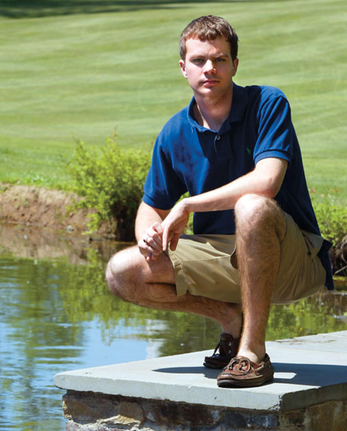 John Burford ’12’s story of fraternity hazing drew widespread attention. He said pledges had to break the ice and swim naked across this pond at Springdale Golf Club.