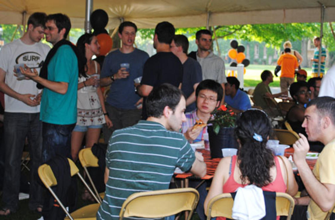  About 200 grad students who passed their generals attended a celebration May 26 ­outside Whig Hall, a new event sponsored by the graduate school.  
