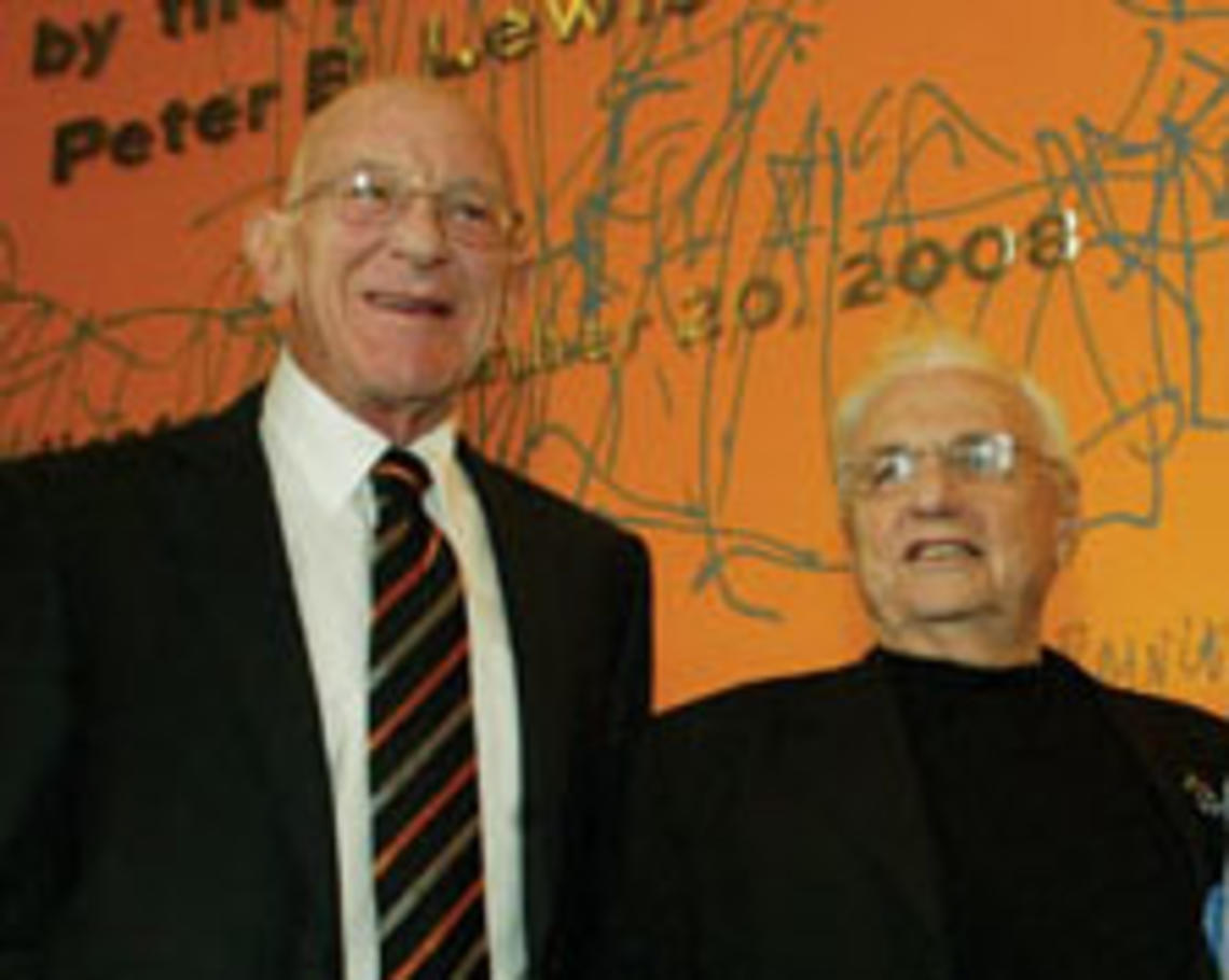 Peter B. Lewis ’55, left, and Frank Gehry