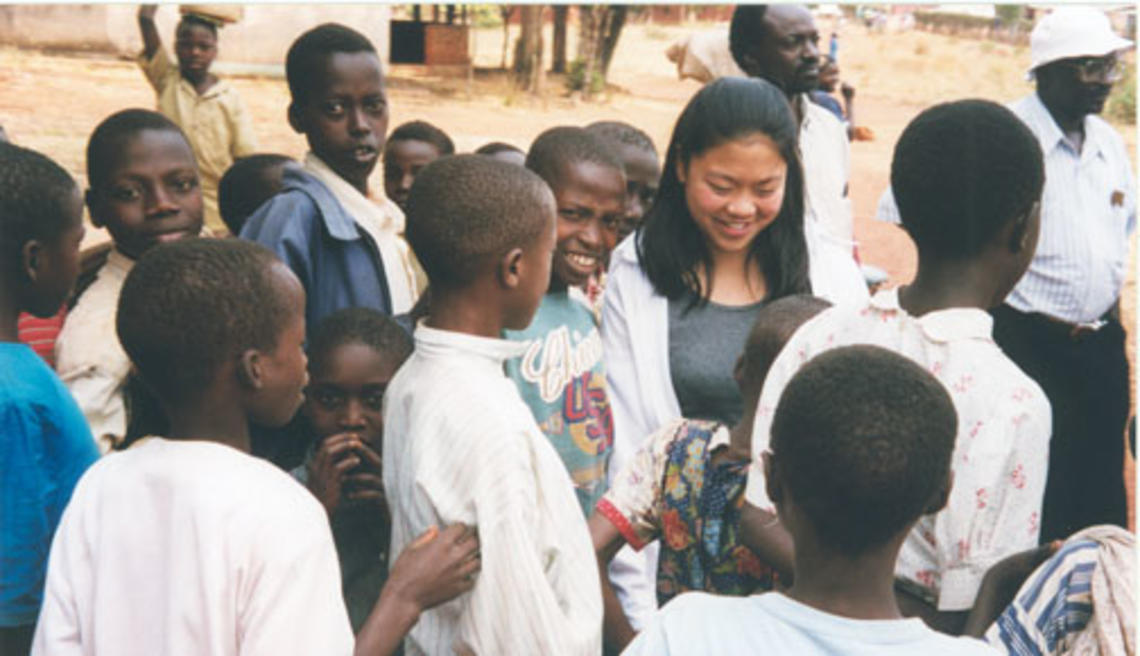 Above, Renee Hsia ’99 in Rwanda in 1999. Below: Hsia recently working at a clinic in Sanafe, Eritrea.