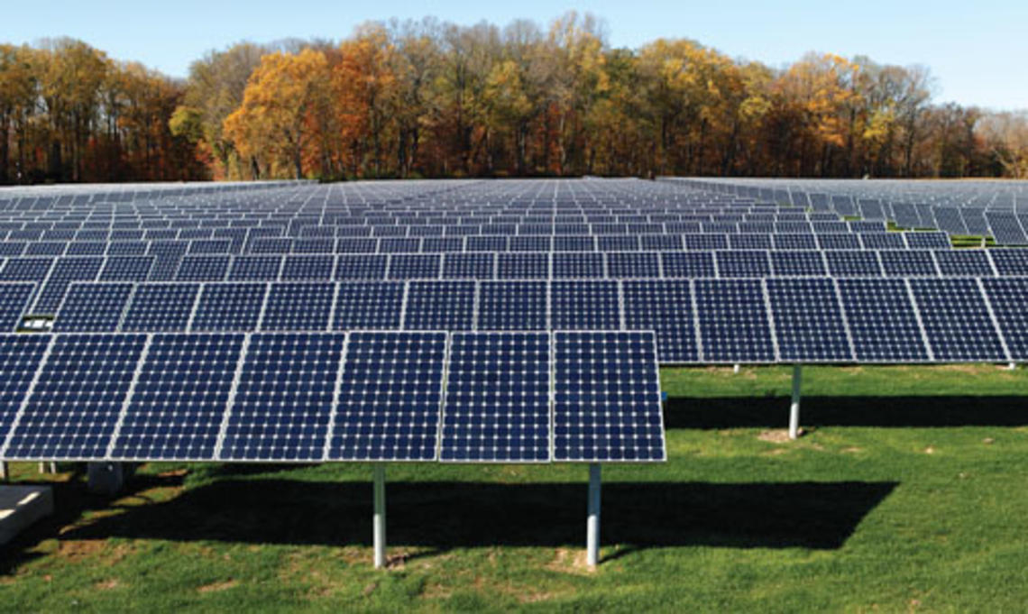  GPS-directed solar panels of the type that Princeton plans to install on a 27-acre site.