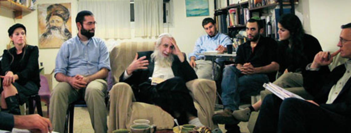 NB-Kurtzer1.jpg Graduate students meet with Rabbi Menachem Froman, third from left, chief rabbi of the Tekoa settlement in the West Bank, as part of a Woodrow Wilson School policy workshop.