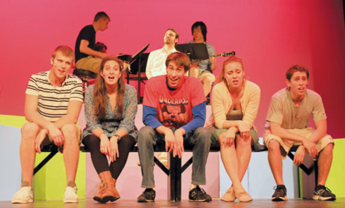 NB_musical1new.jpg Cast members perform a number from “Admissions: The Musical.”
