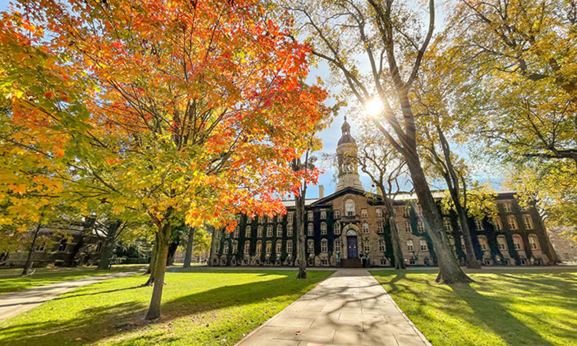 Princeton’s Nassau Hall, photographed in 2021.