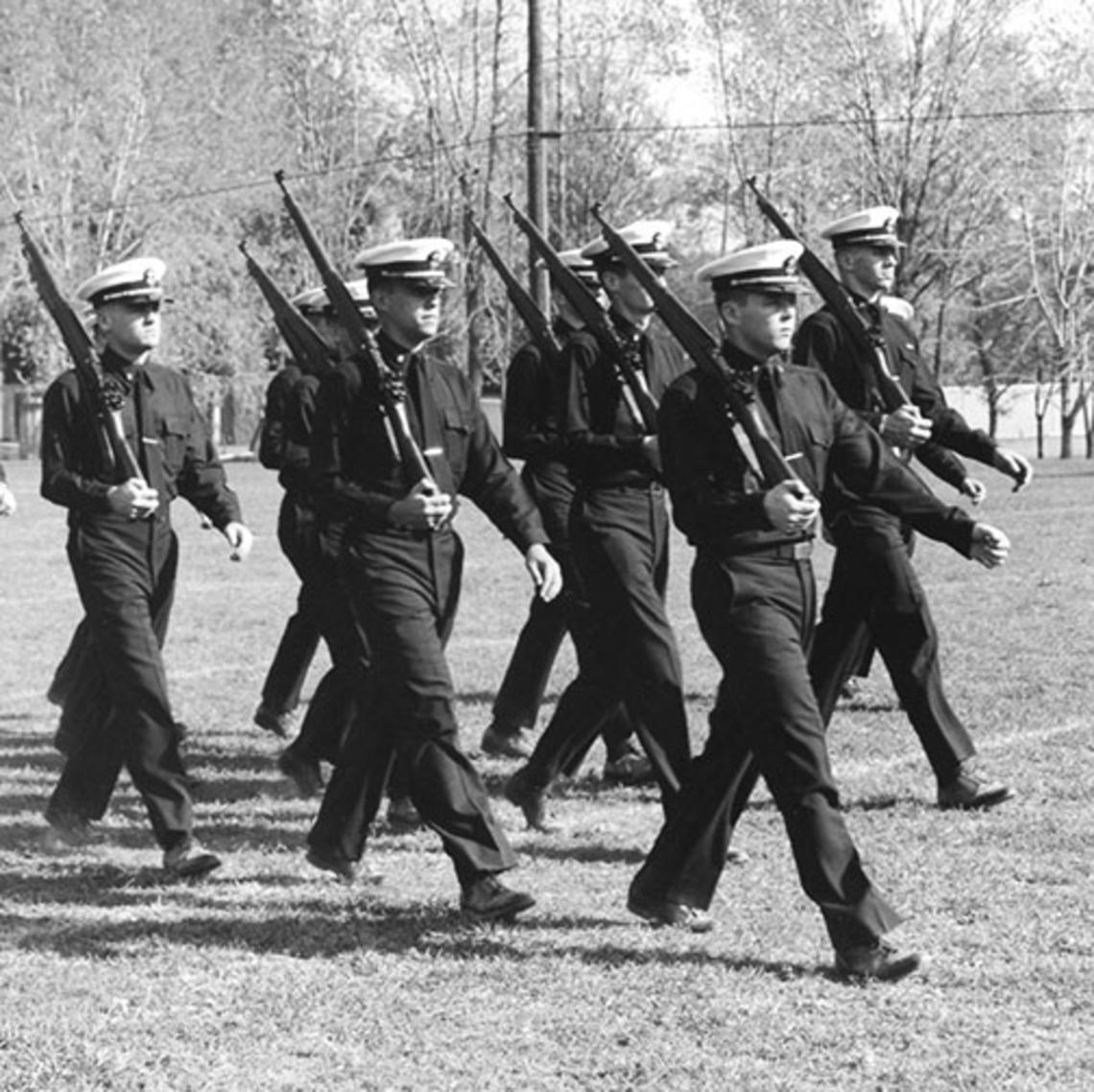 NROTC students in formation, pictured in the 1964 Bric-A-Brac.