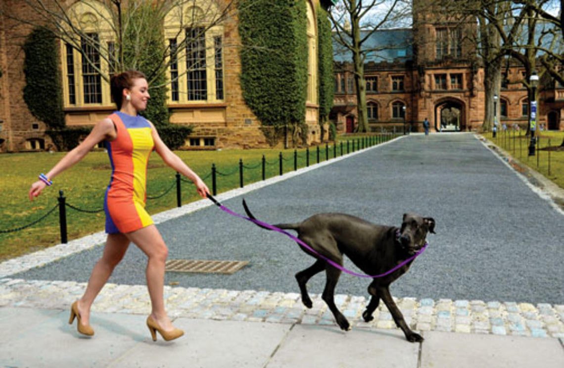 Hannah Cumming ’15, in a fashion photo from the Sustainable Fashion Initiative’s new magazine, Verte.