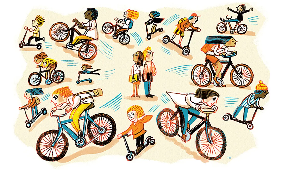 OTC_Student Dispatch_Scooters.jpg Students on scooters
