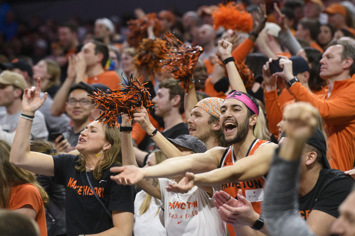 Princeton fans cheer as the Tigers beat Missouri, 78-63, in the men’s NCAA Tournament on March 18.
