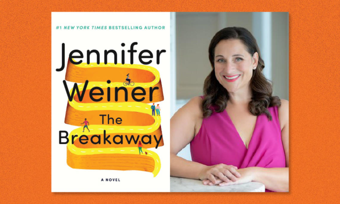 Right, Jennifer Weiner; left, the cover of "The Breakaway"