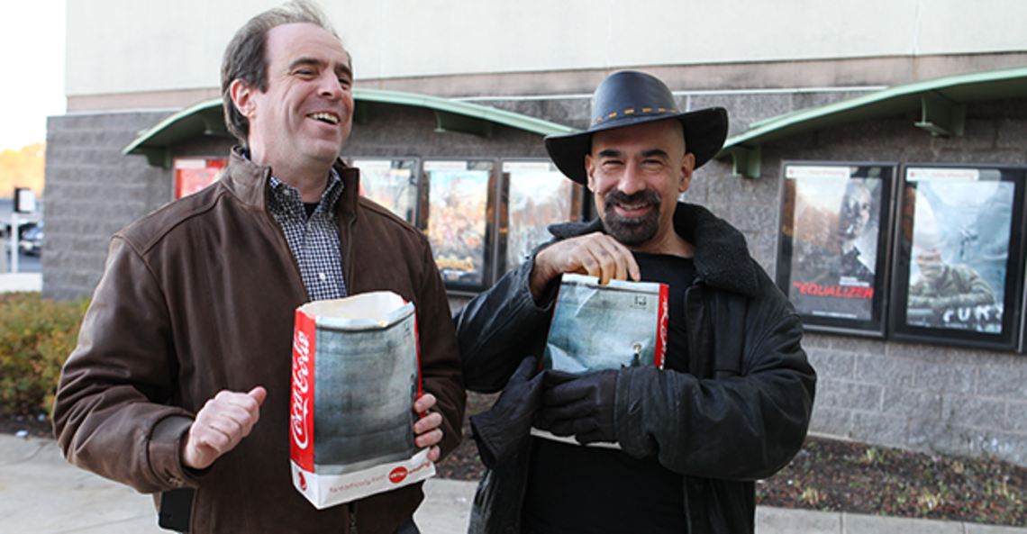 Professor David Spergel â82, right, and PAW senior writer Mark F. Bernstein â83 discussed the science behind the new film Interstellar. (Beverly Schaefer)