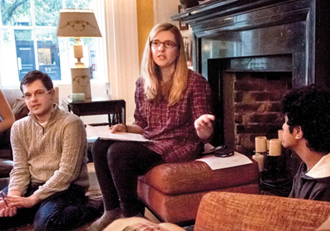 Elizabeth Dabney Hochman ’85 (pictured in 2012) with a former KidSpirit intern and a member of the editorial board.