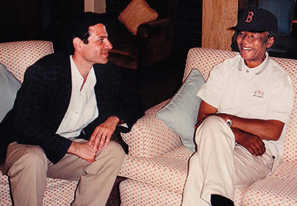 PRINCE-StengelMandela.jpg Richard Stengel ’77 and Nelson Mandela at Cape Town’s airport in 1993.