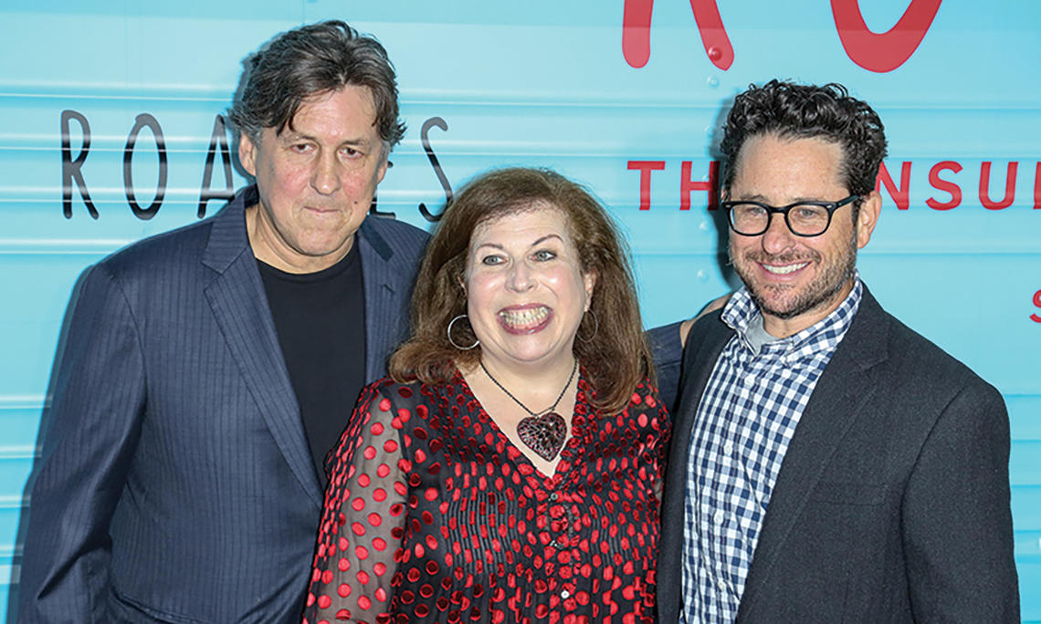 Winnie Holzman ’76 with Cameron Crowe and J.J. Abrams at the premiere for Showtime’s Roadies