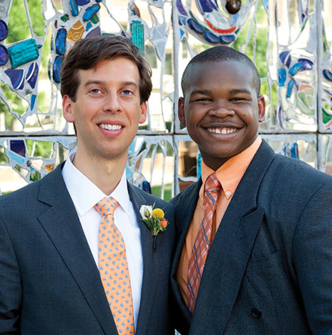 Charles N. Insler ’03, left, with Jordon, with whom he was paired in a Big Brothers program.