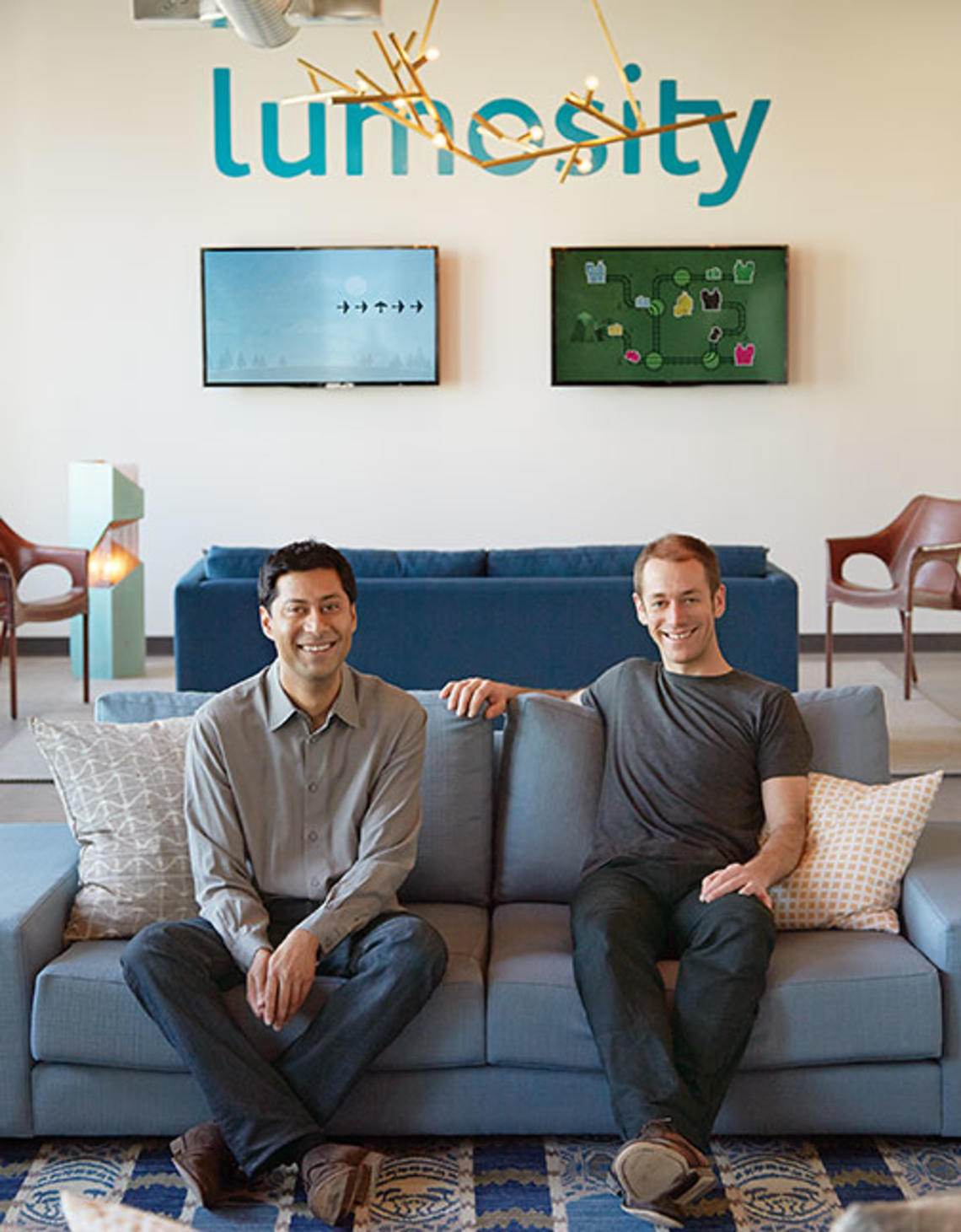 Kunal Sarkar ’00, left, and Mike Scanlon ’01 founded the games website Lumosity.