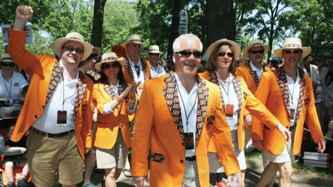 R-88-BKS0380new.jpg About 24,000 people attended Reunions, and most marched in the P-rade. Here, wearing their new jackets, an enthusiastic contingent of more than 1,500 marchers from the Class of 1988 led the classes in the P-rade.