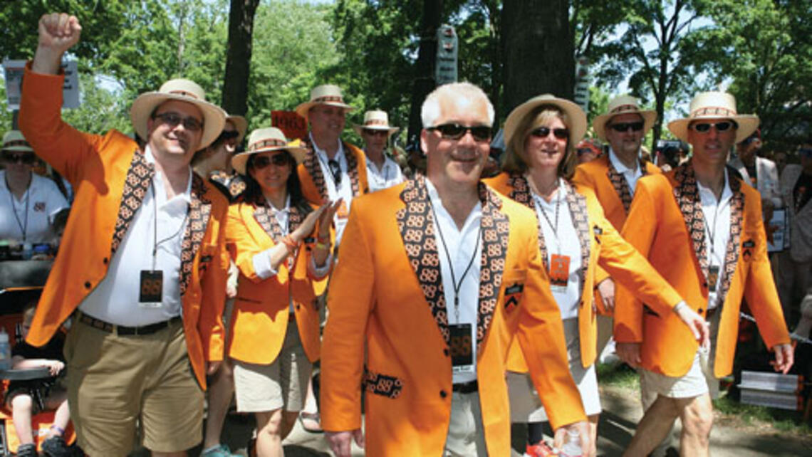 R-88-BKS0380new.jpg About 24,000 people attended Reunions, and most marched in the P-rade. Here, wearing their new jackets, an enthusiastic contingent of more than 1,500 marchers from the Class of 1988 led the classes in the P-rade.