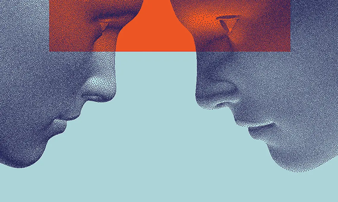 Human staring into robot's eyes