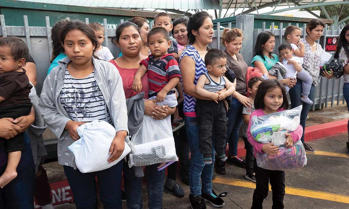 Immigrant mothers and children who were detained at the U.S.-Mexico border in Texas