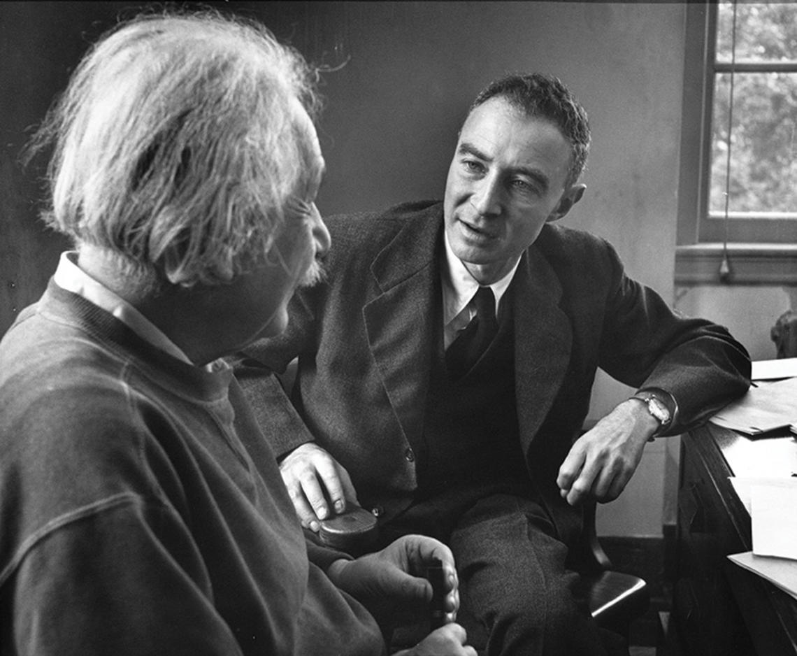 J. Robert Oppenheimer and Albert Einstein 