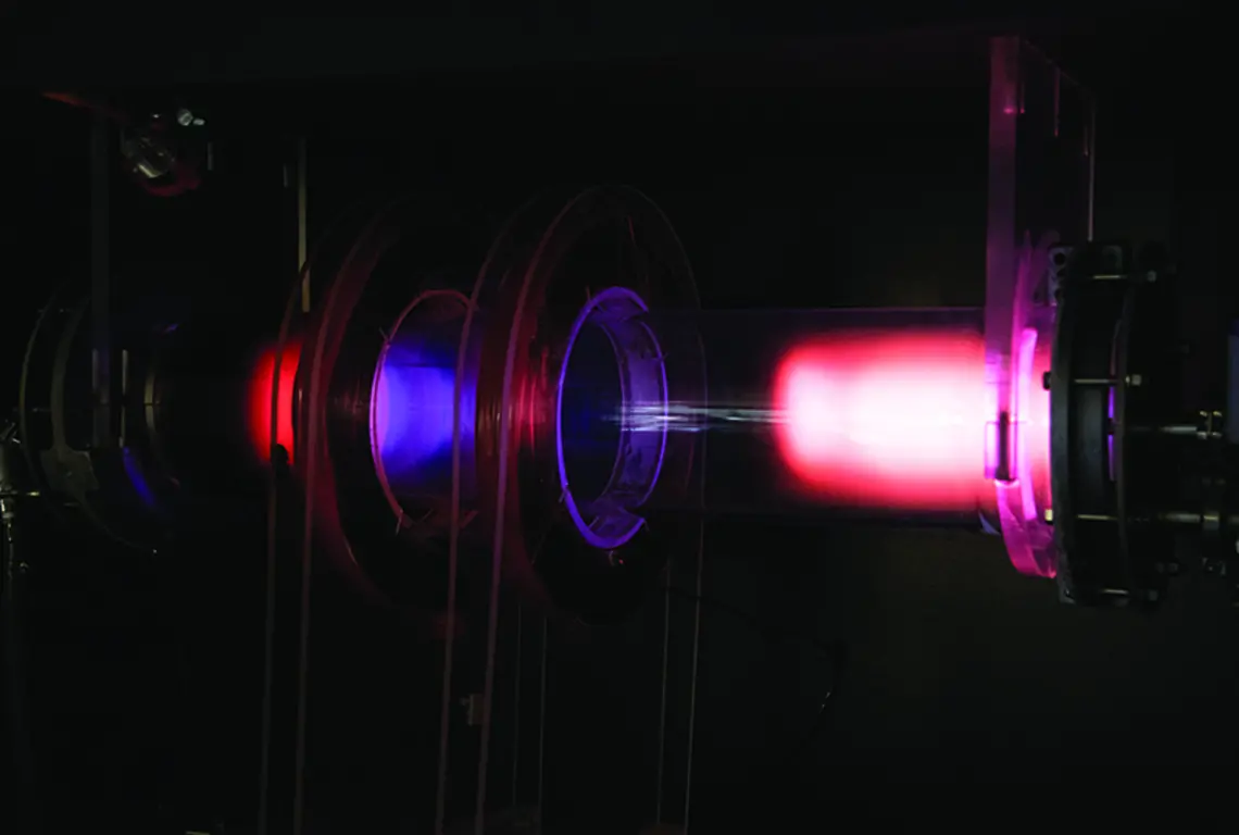 RESEARCH_PPPL 5.jpg Pink glowing plasma inside PPPL’s Science Education Lab