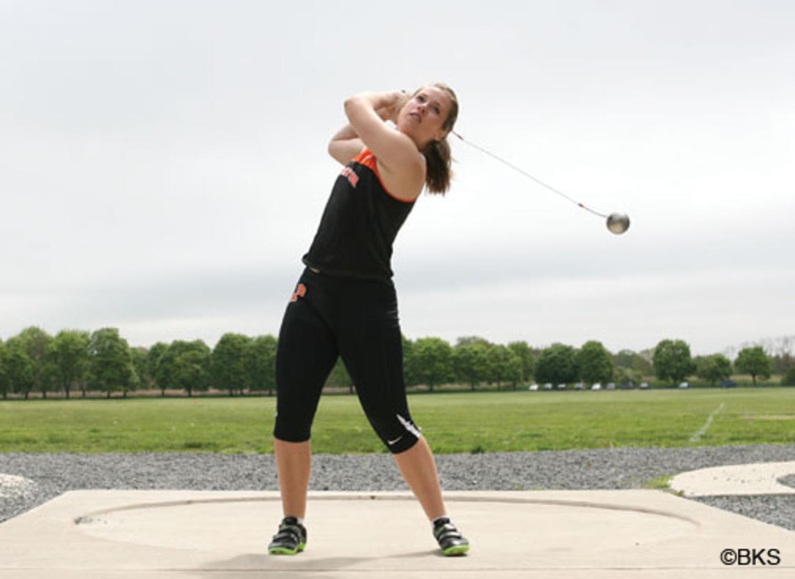 New Zealand native Julia Ratcliffe ’16 excels in the hammer throw and the weight throw, two little-known track and field events.