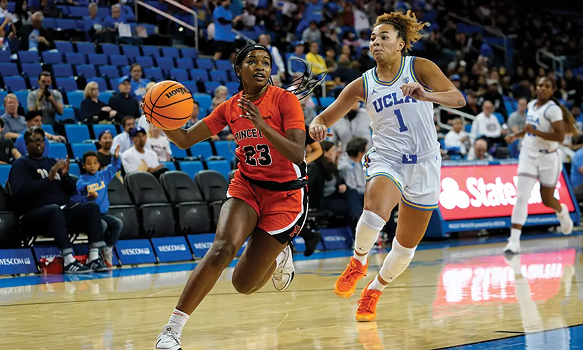 SPORTS_Madison St Rose.jpg Madison St. Rose ’26 drives to the basket against UCLA