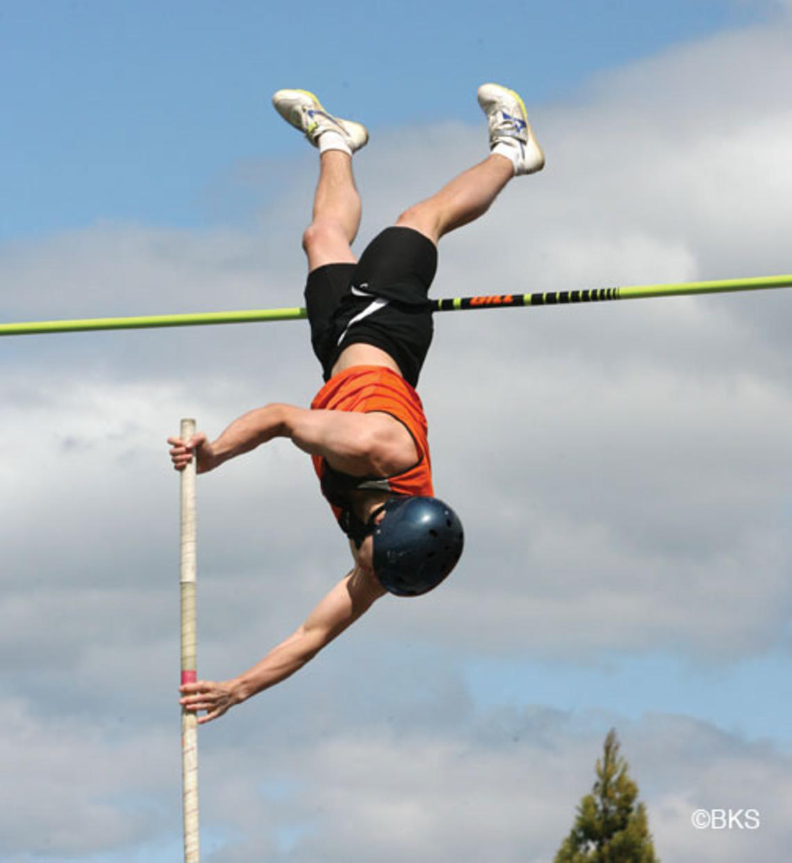 Pole vaulter Dave Slovenski ’12 likes to invent new athletic challenges for himself and the Tigers’ other vaulters.