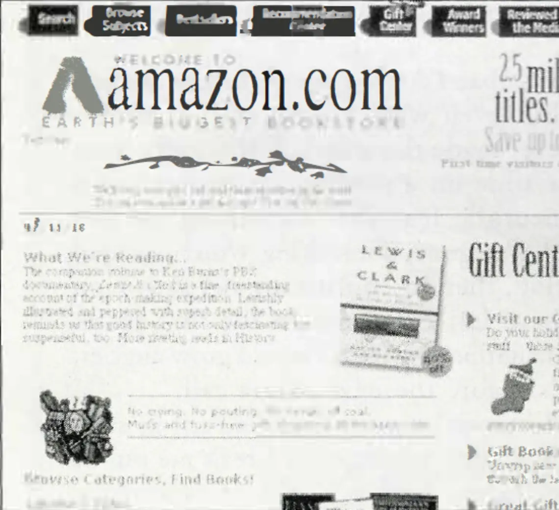 A newspaper showing the title of Amazon.com