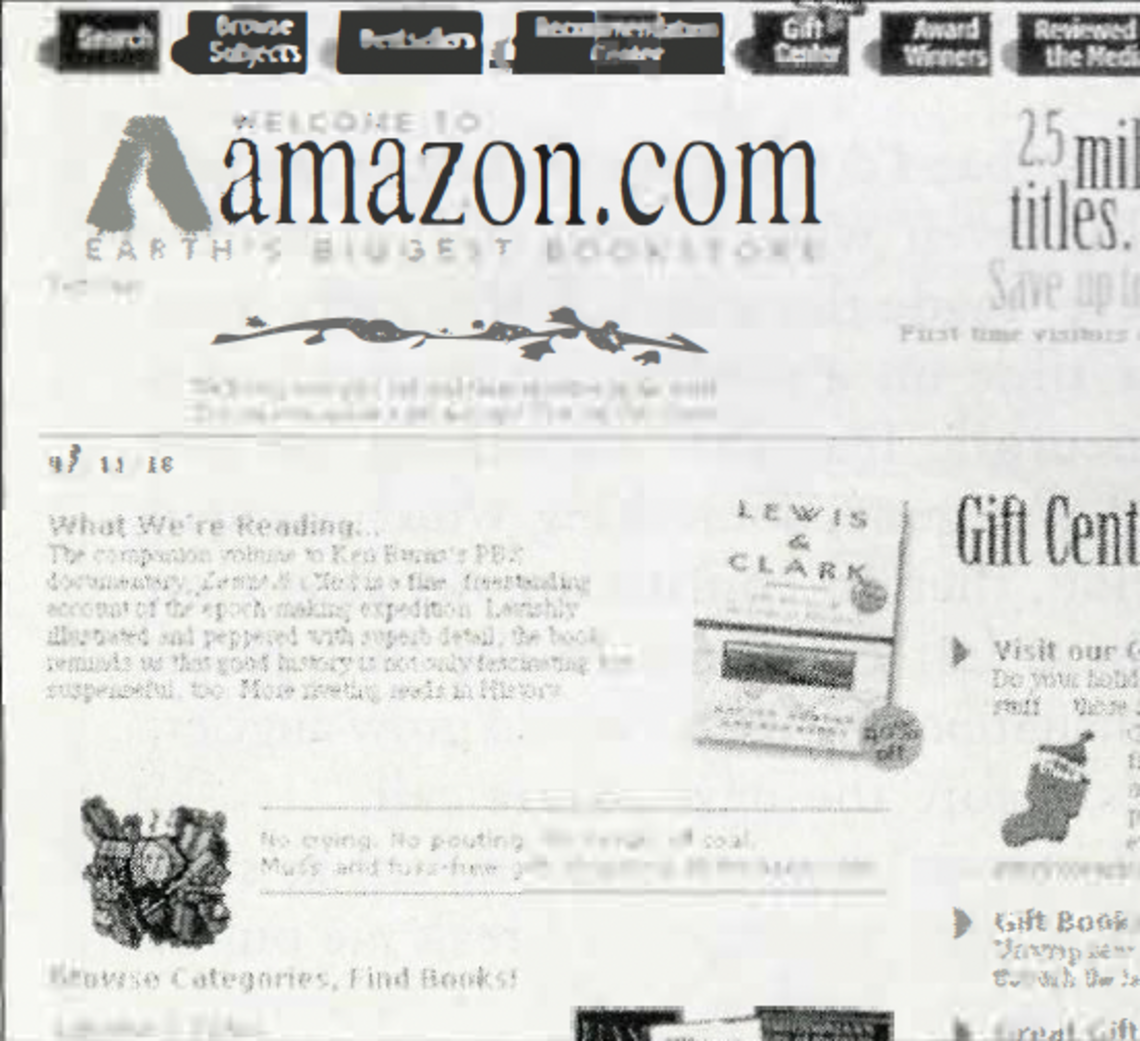 A newspaper showing the title of Amazon.com