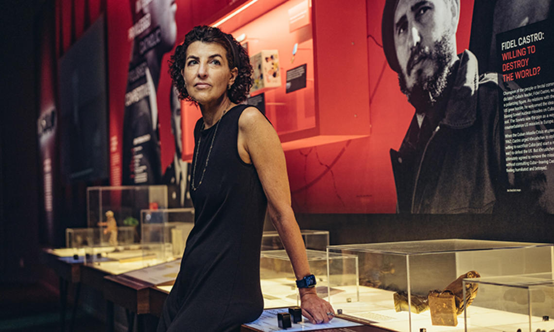 Alexis Albion ’92, photographed inside the International Spy Museum in Washington, D.C.