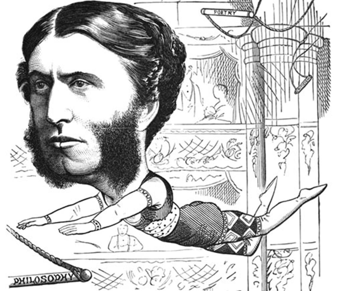 This cartoon, which appeared in Once a Week in October 1872, shows Matthew Arnold as a trapeze artist, swinging between disciplines in the humanities.