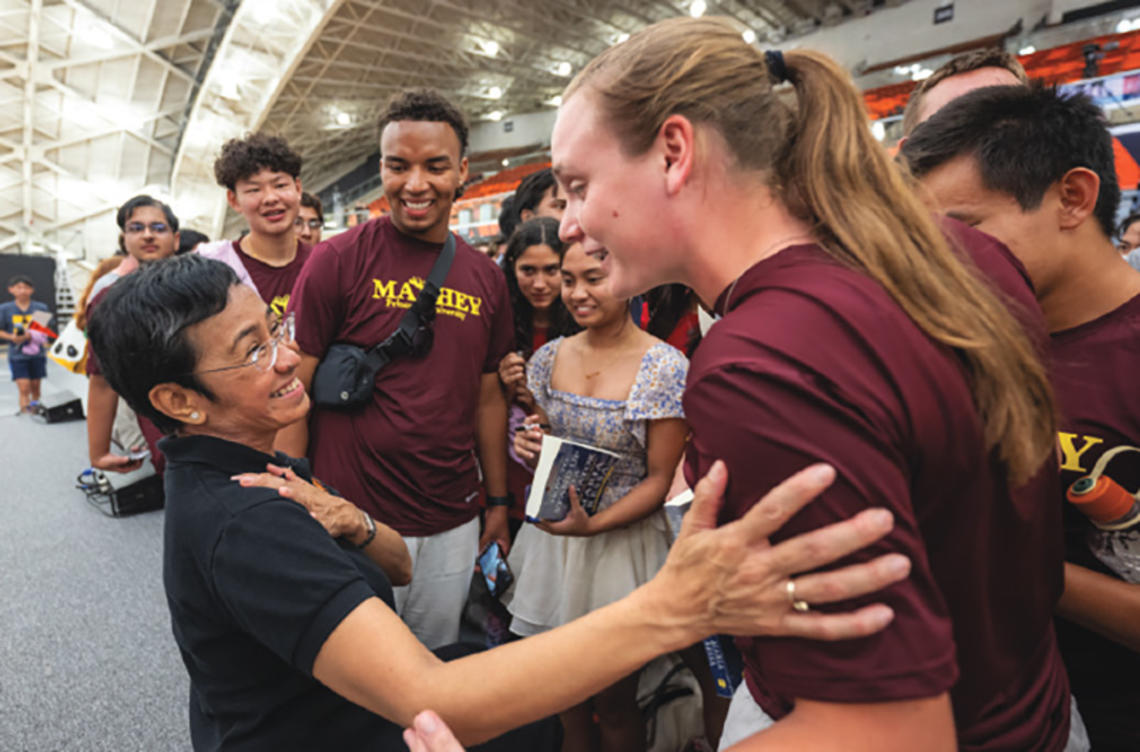 Nobel Peace Prize laureate Maria Ressa ’86 with the Class of 2027