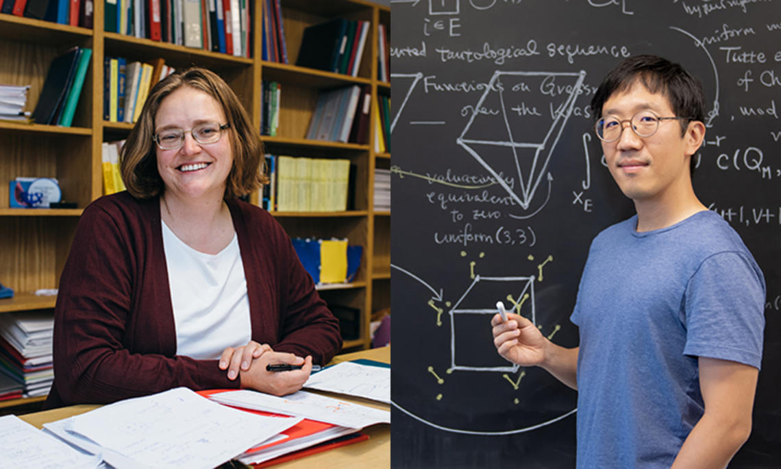 Photos of Melanie Matchett Wood, left, and June Huh