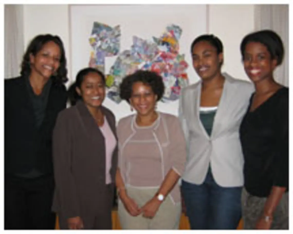 as061108attorneys.jpg Among the participants in PALS, a New York-based group that mentors minority law students, are, from left, mentor Shea Owens '94; PALS chairwoman Amanda Samuel '92; PALS founder and mentor Patricia Irvin '76; mentee Elan Nieves '06; and mentor Heather But