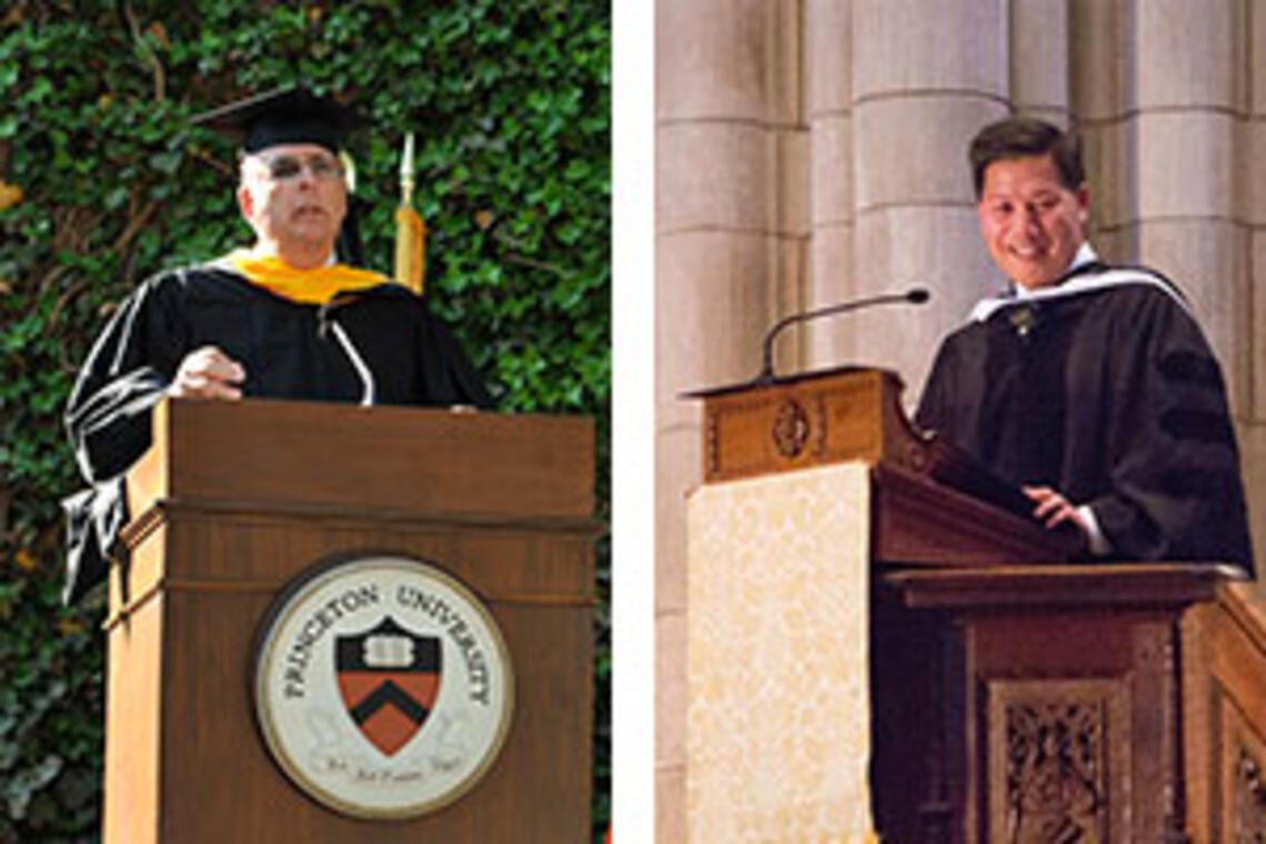 Norman Augustine â57 *59, left, and Christopher Lu â88. (Office of Communications/Mark Czajkowski [Augustine], Denise Applewhite [Lu])