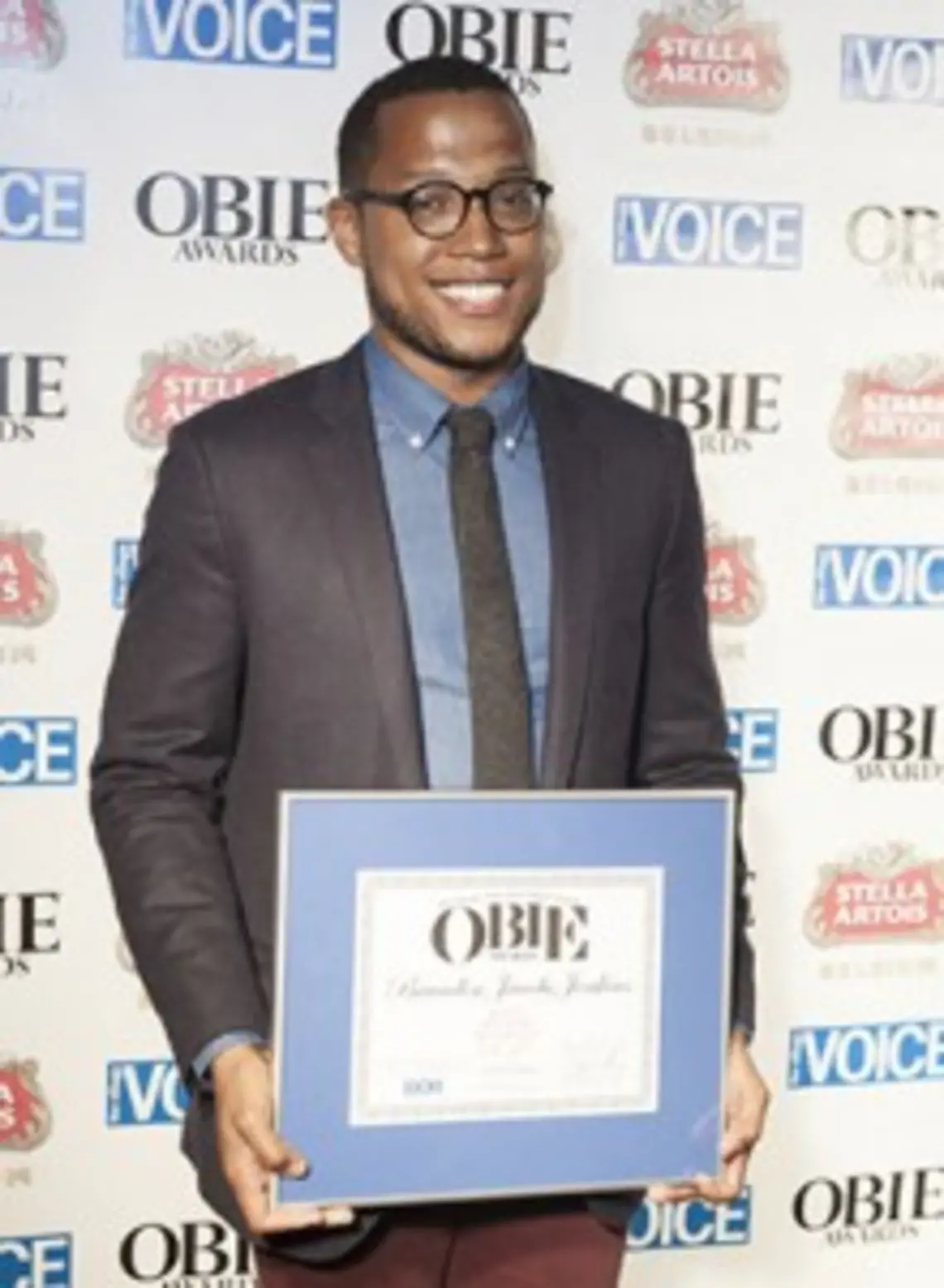 Branden Jacobs-Jenkins â06 at the Obies (Off-Broadway Awards) last week. (Shutterstock/Lev Radin)