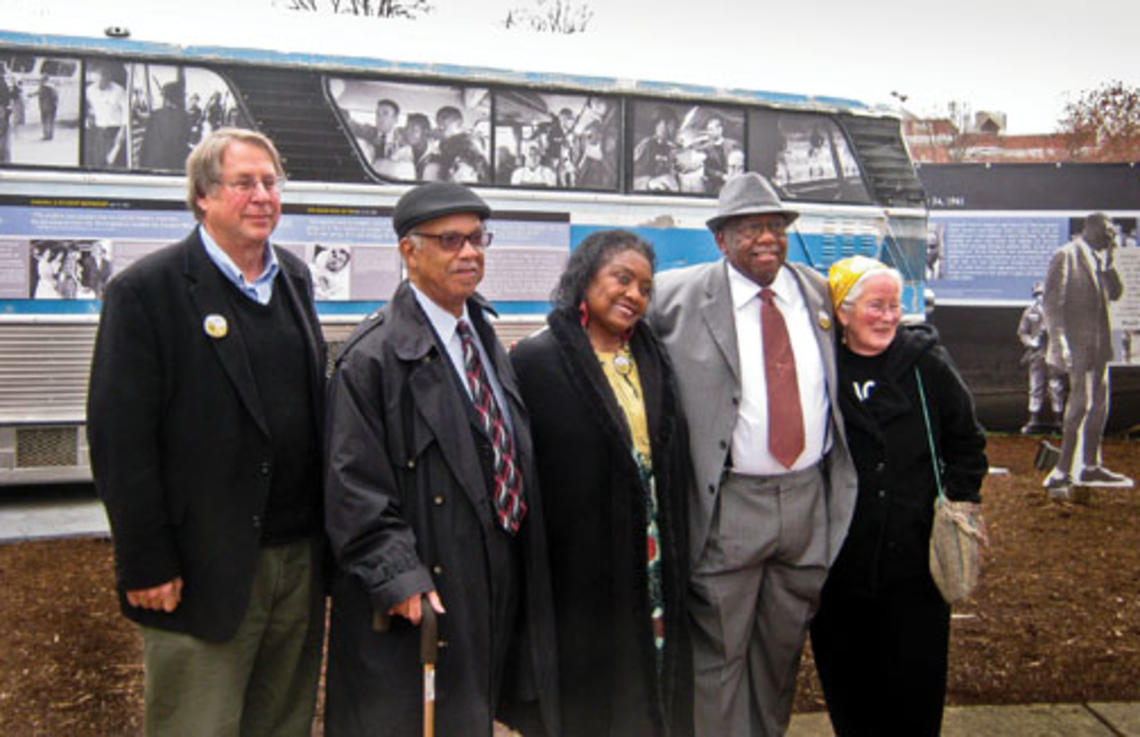 Raymond Arsenault ’69, far left, with Freedom Riders at a 50th-anniversary celebration in March.