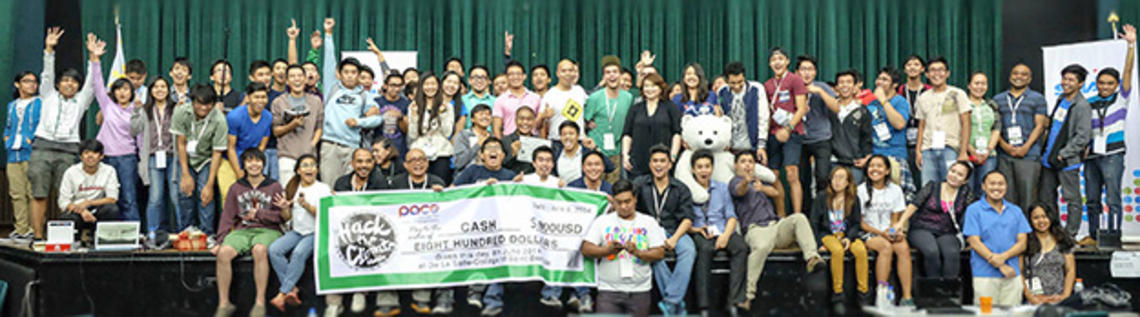 Participants gathered for a photo after the Hack the Climate awards ceremony. (Courtesy Hack the Climate, Manila/Elaine Cedillo)