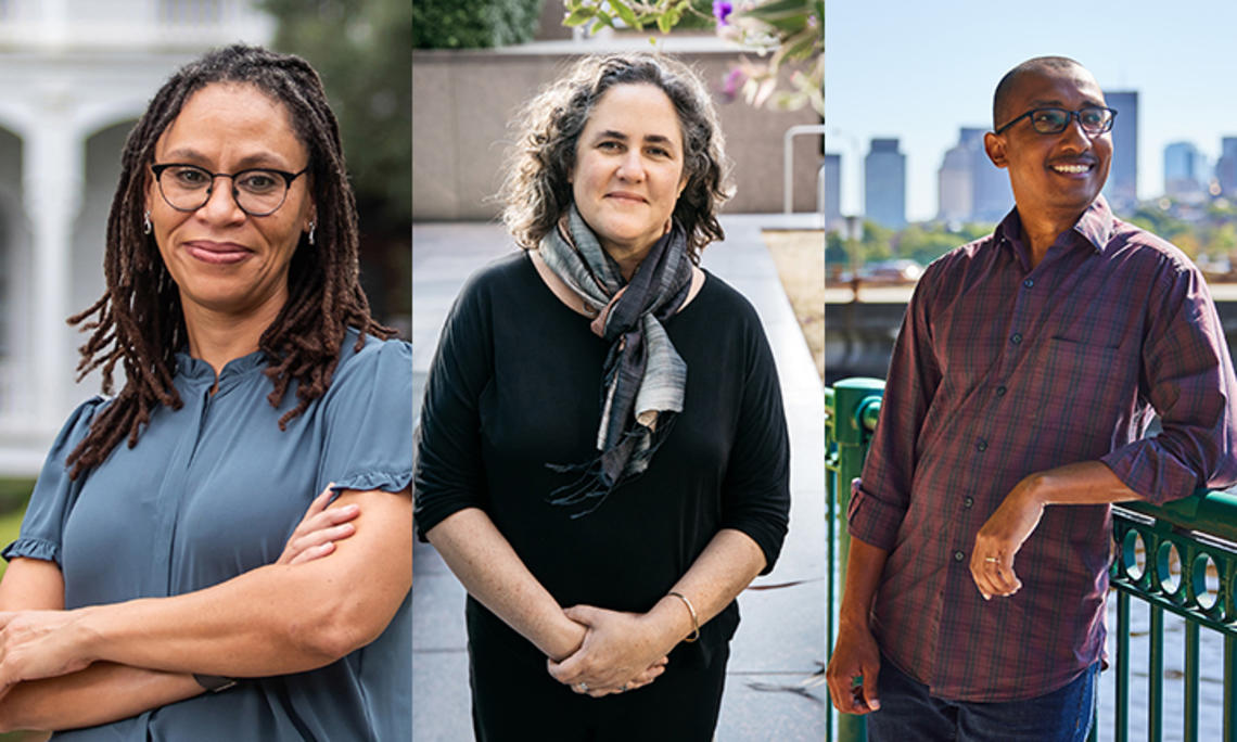 From left, MacArthur fellows Andrea Armstrong *01, Diana Greene Foster *98, and Lester Mackey ’07.