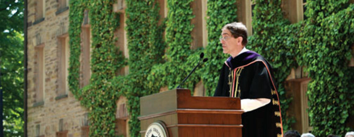 pres-1.jpg Addressing Princeton’s newest graduates during the Commencement ceremony in front of Nassau Hall.