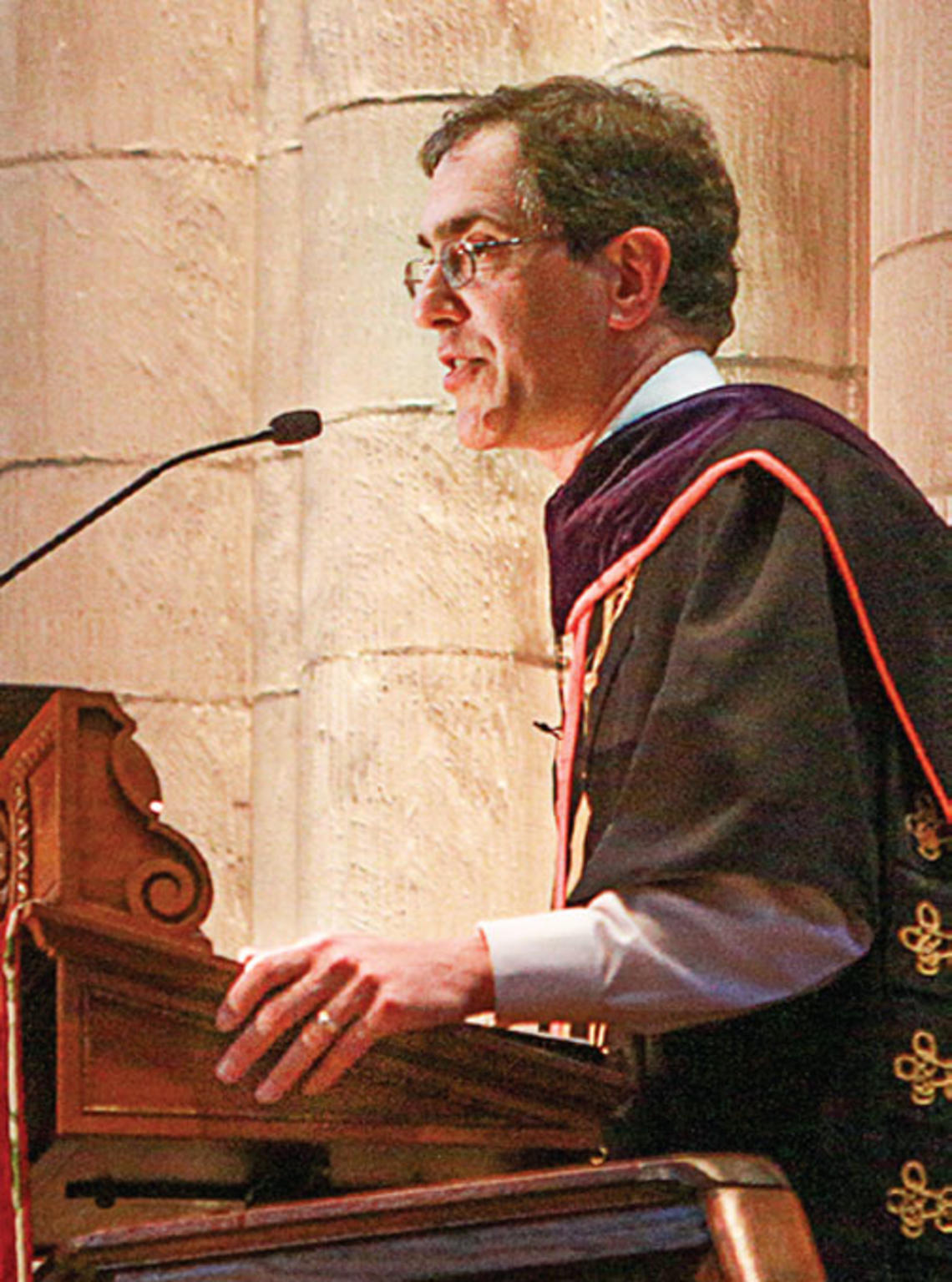 Addressing the freshman class in the University Chapel.