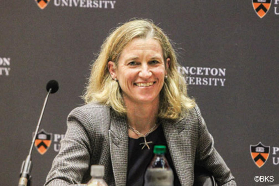 Mollie Marcoux ’91, Princeton’s new Ford Family Director of Athletics, at her introductory press conference.